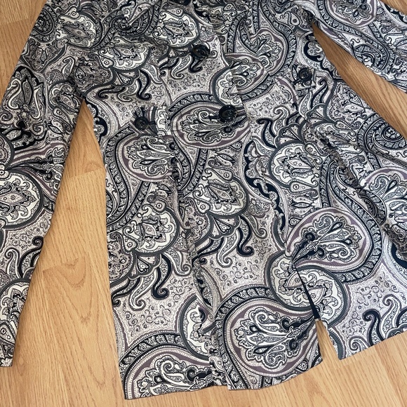 NWT ambition Paisley Print Button Up Fit and Flare Jacket / Coat Size Medium - Picture 2 of 9